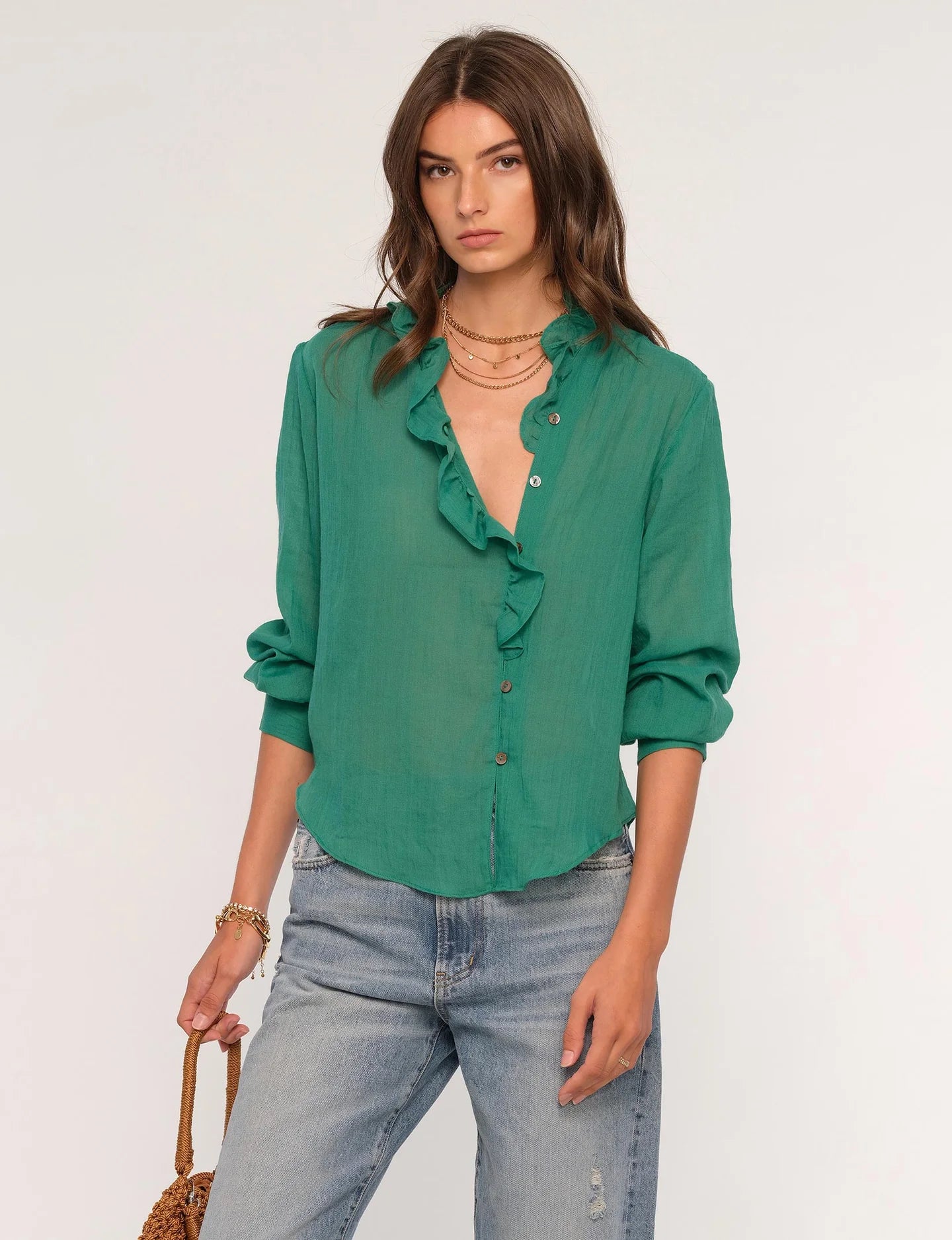 Rachel shirt in emerald by Heartloom