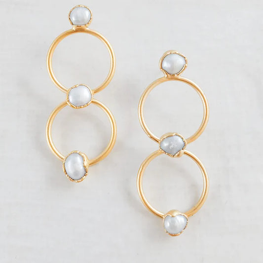 The Ava Double Hoop with Stones in gold by Virtue