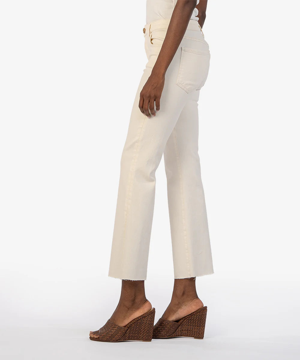 Kelsey High Rise Ankle Flare in ecru by KUT