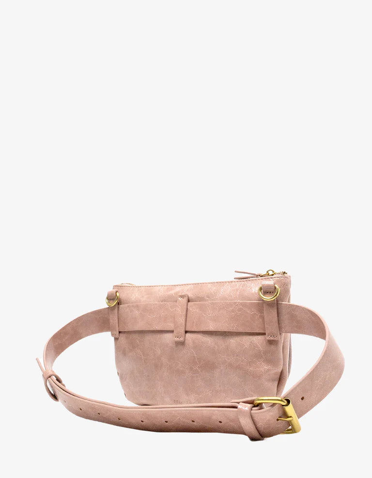 Leo Large Waxed Convertible Sling & Belt Bag in ballet pink by Remi/Reid