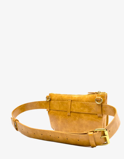 Leo Large Waxed Convertible Sling & Belt Bag in marigold by Remi/Reid