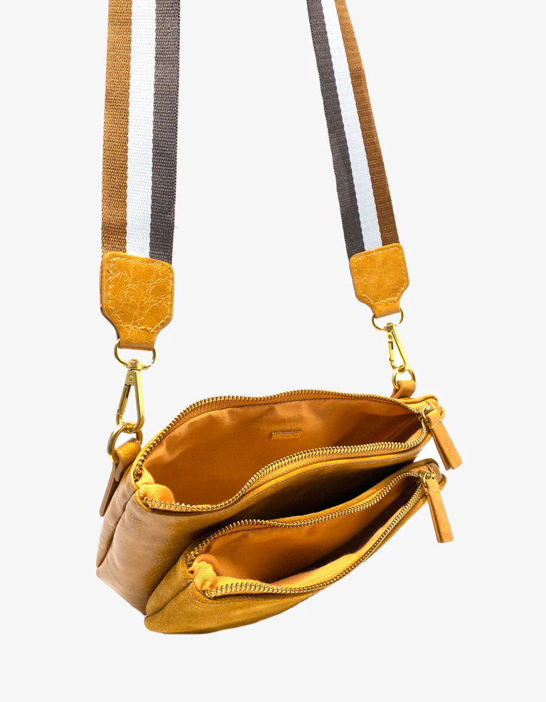 Leo Large Waxed Convertible Sling & Belt Bag in marigold by Remi/Reid