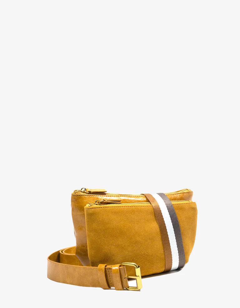 Leo Large Waxed Convertible Sling & Belt Bag in marigold by Remi/Reid