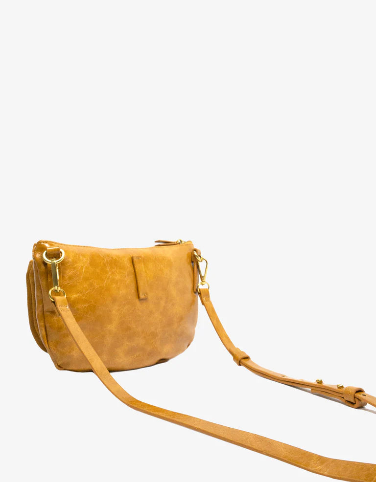 Leo Large Waxed Convertible Sling & Belt Bag in marigold by Remi/Reid