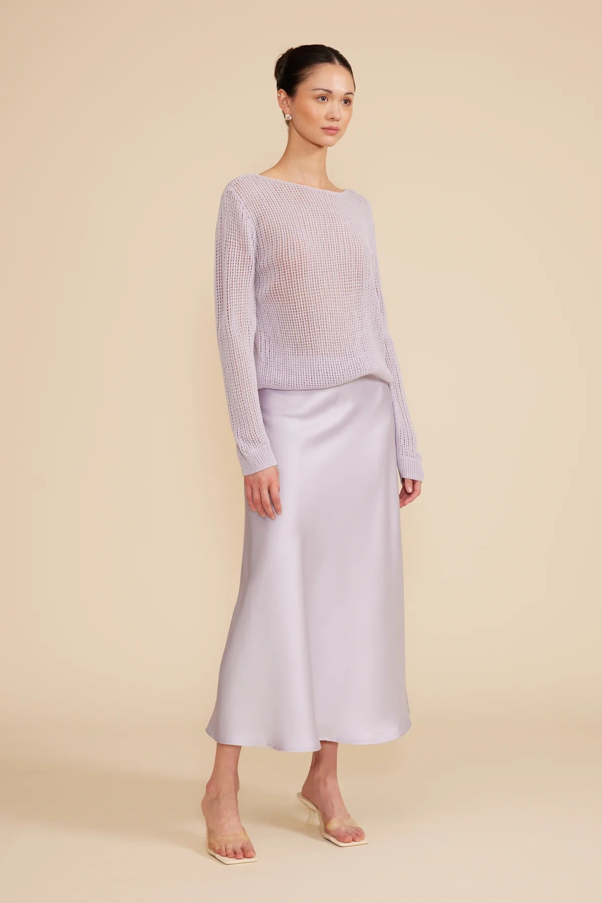 Fitz Midi Skirt in Lavender by Lucy Paris