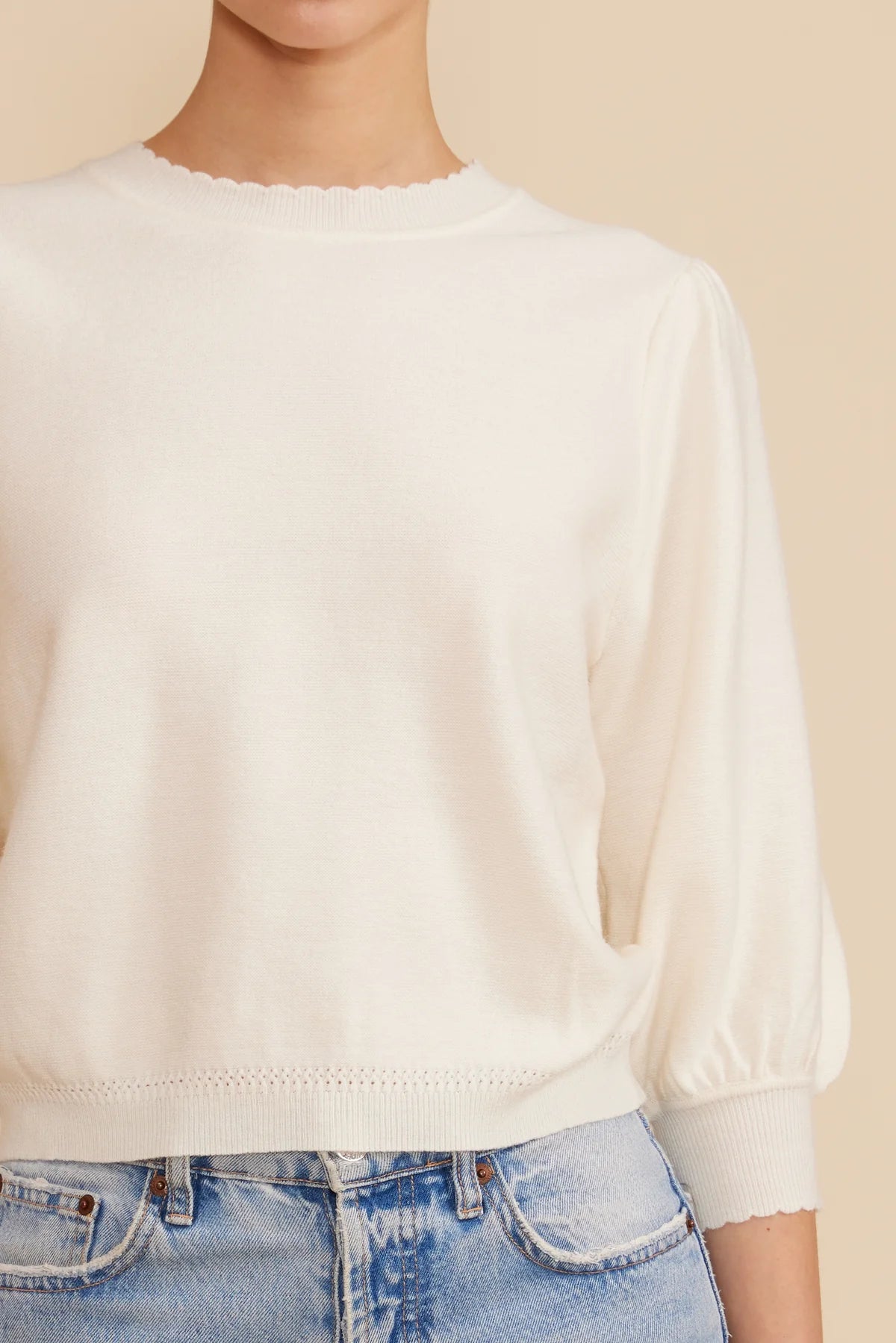 Britt Knit 3/4 Slv Top in Ivory by Lucy Paris