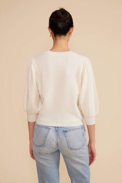 Britt Knit 3/4 Slv Top in Ivory by Lucy Paris