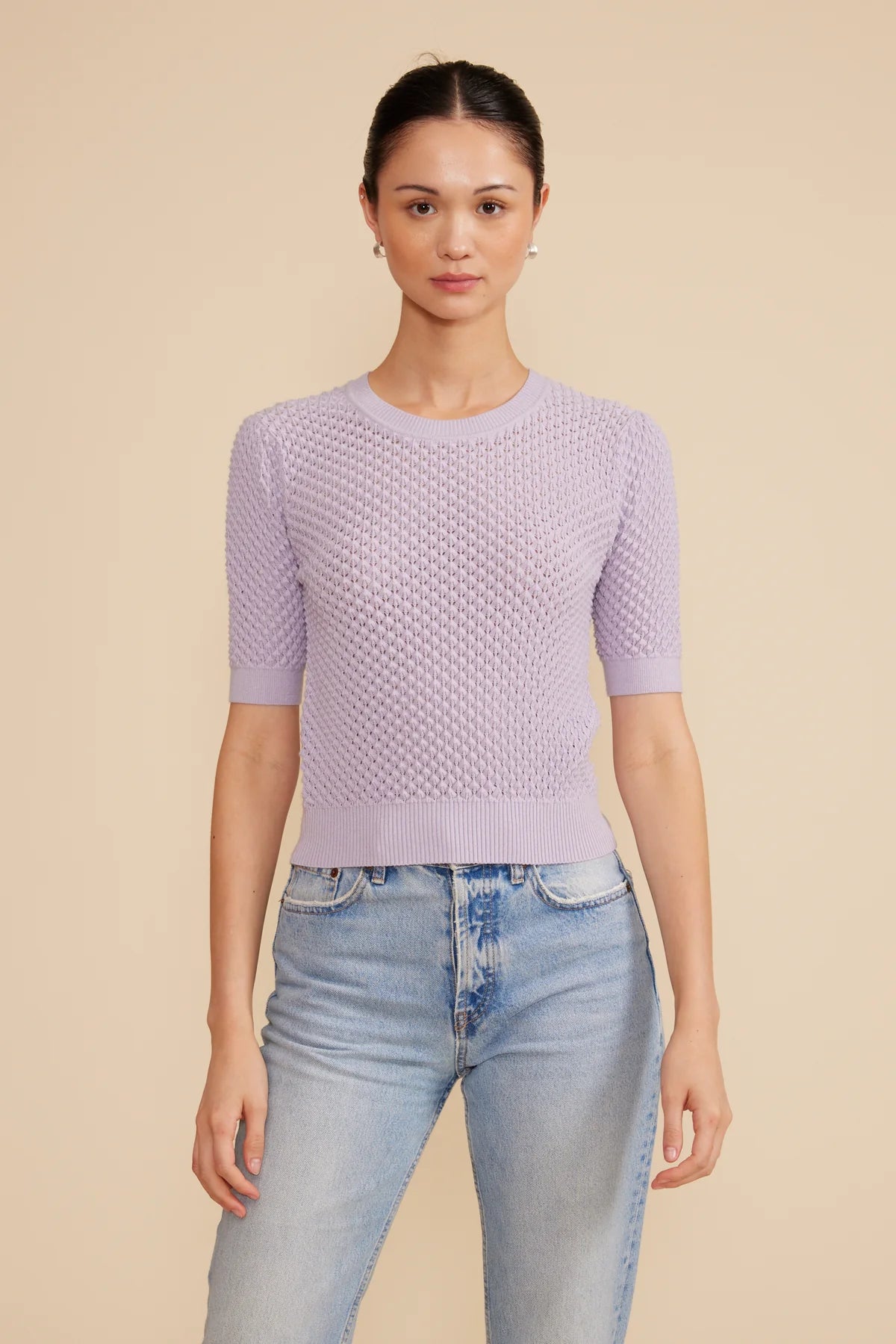 Elise Knit Top in Lavender by Lucy Paris