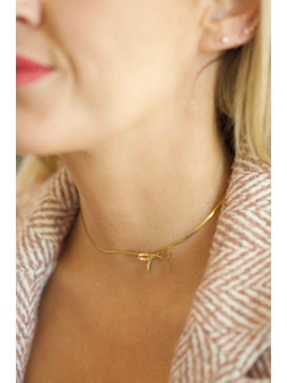 Cravat Bow Choker Necklace in gold by Farrah B