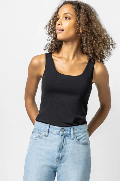 Scoop Layering Tank in black by Lilla P