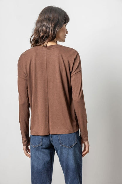 Drop Shoulder V-Neck Tee in java by Lilla P