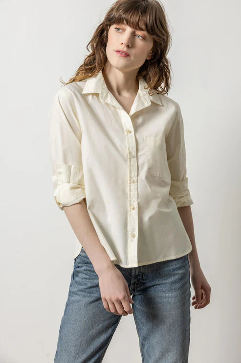 Easy Poplin Button Down Top in magnolia by Lilla P