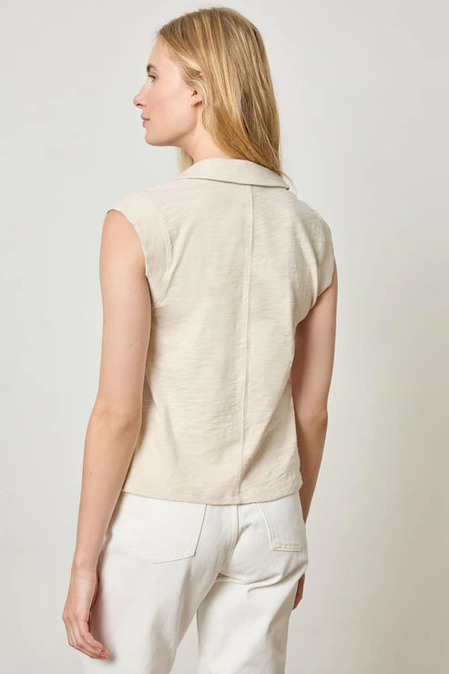 Cap Sleeve Polo in stucco by Lilla P