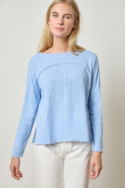 Drop Shoulder Seamed Boatneck in cornflower by Lilla P