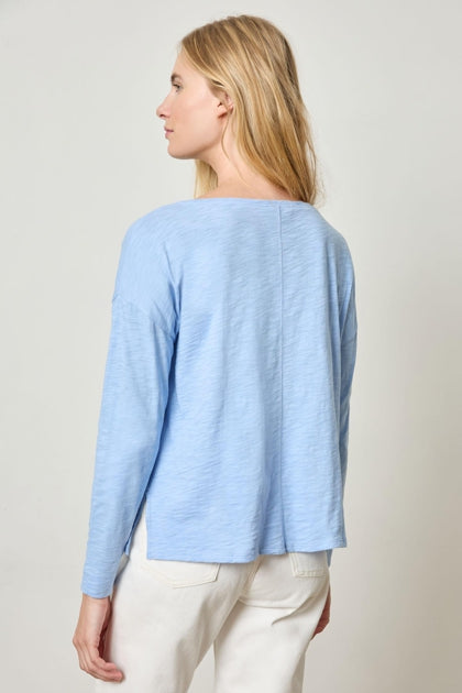 Drop Shoulder Seamed Boatneck in cornflower by Lilla P