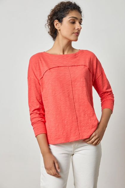 Drop Shoulder Seamed Boatneck in geranium by Lilla P