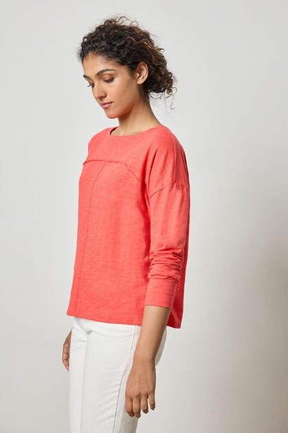 Drop Shoulder Seamed Boatneck in geranium by Lilla P