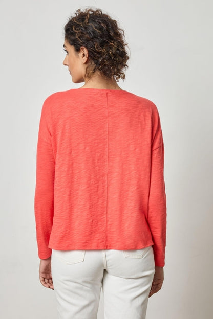 Drop Shoulder Seamed Boatneck in geranium by Lilla P