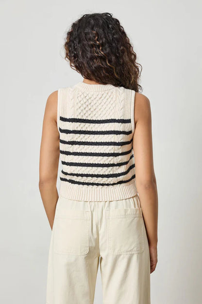 Cropped Cable Tank Sweater in stripe by Lilla P