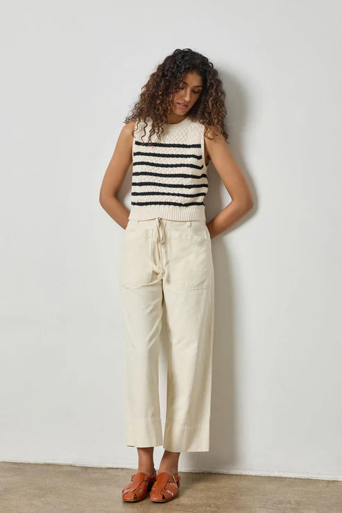 Cropped Cable Tank Sweater in stripe by Lilla P