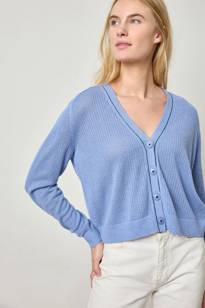 Saddle Sleeve V-Neck Cardigan in marlin by Lilla P