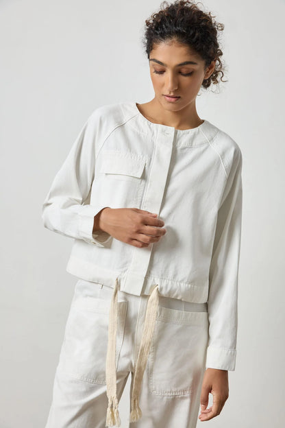 Drawstring Waist Jacket in white by Lilla P