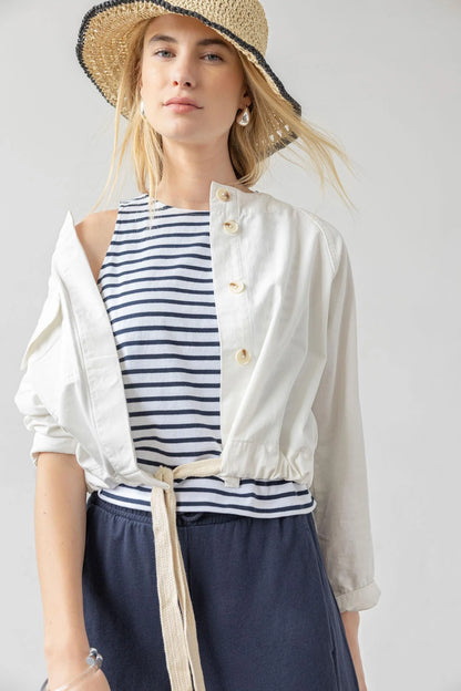 Drawstring Waist Jacket in white by Lilla P