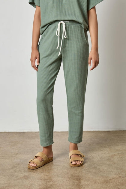 Drawcord Waffle Pant in seagrass by Lilla P