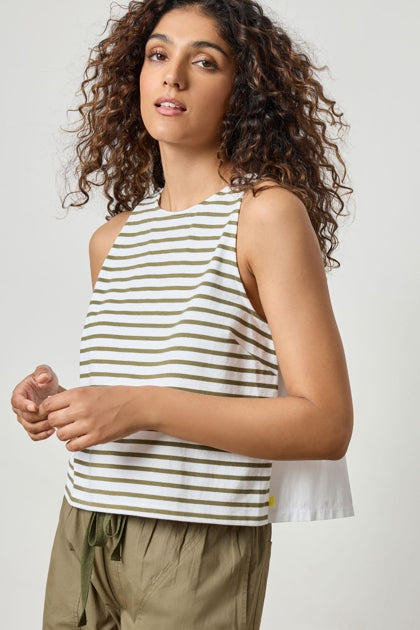 Mixed Media Tank in kelp stripe by Lilla P