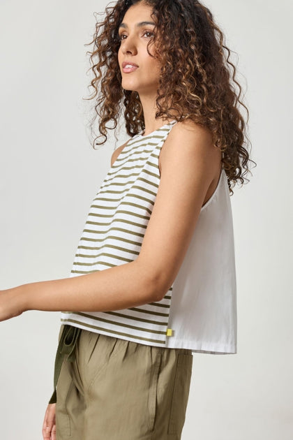 Mixed Media Tank in kelp stripe by Lilla P