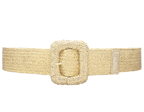 Metallic Straw Buckle Belt in gold