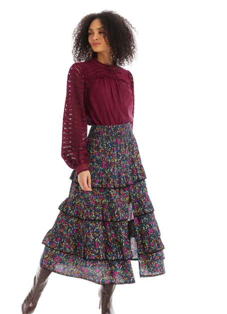 Savannah Midi Skirt in ditsy floral by Allison