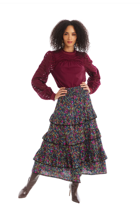 Savannah Midi Skirt in ditsy floral by Allison