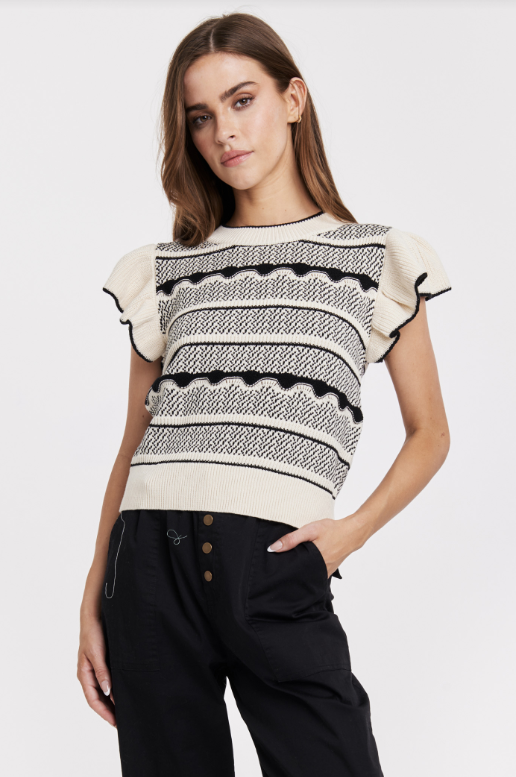 Bethany Sweater Tank in black and cream by Another love