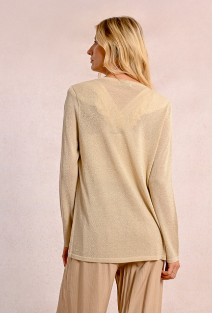 Open Lurex Cardigan in beige by Molly Bracken