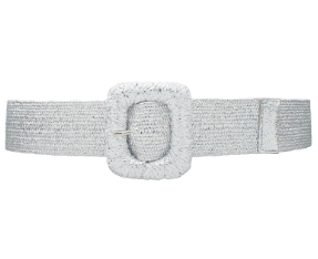 Rectangle Metallic Straw Buckle Belt in silver