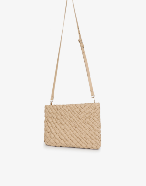 Nieves Woven Clutch in light tan by Remi/Reid