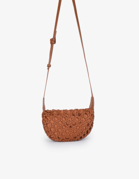 Anais Small Woven Crossbody in brown by Remi/Reid