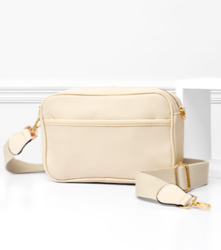 Nylon Rectangle Crossbody in nude