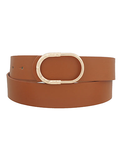 Half Hammered Oval Buckle Belt in cognac