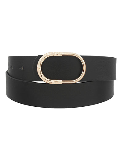 Half Hammered Oval Buckle Belt in Black