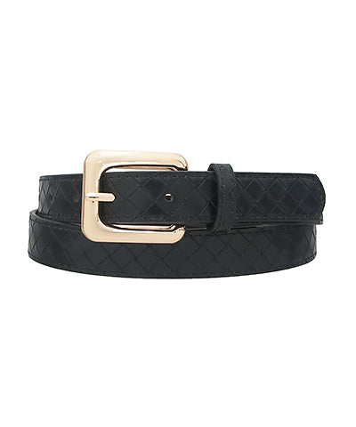 Weave Textured Strap Belt in Black