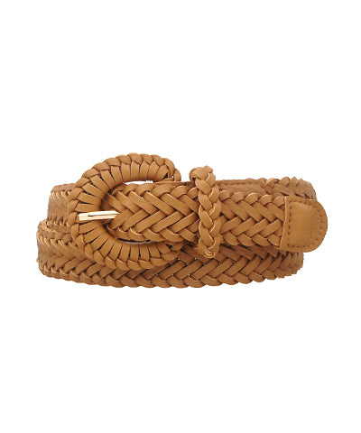 Woven Belt and buckle in Camel