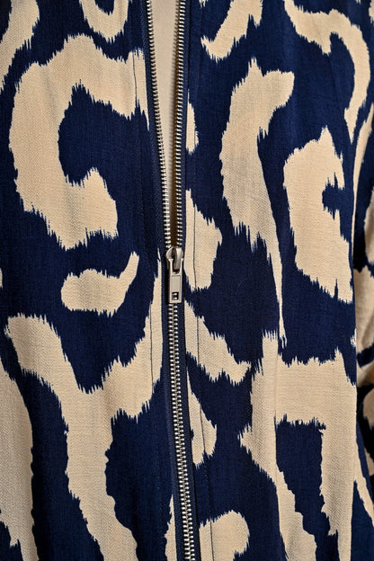 Printed Bomber Jacket in navy by Molly Bracken