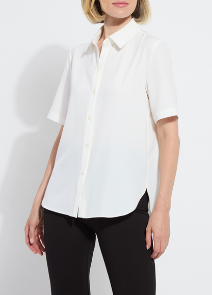 Short Sleeve Parker Top in off white by Lysse