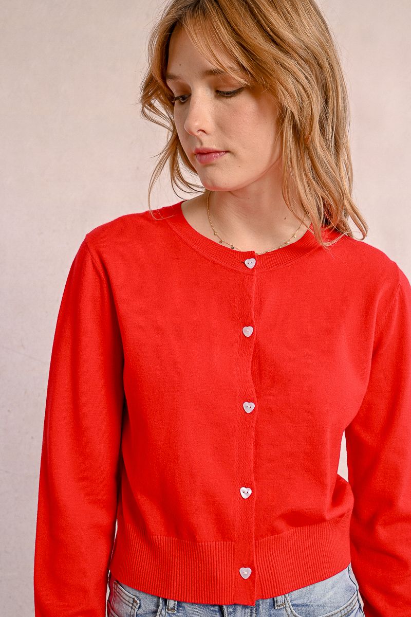 Button Up Cardigan in red by Molly Bracken