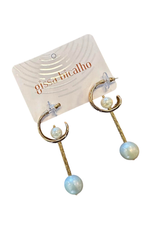 Halter Pearl Drop Earrings in gold by Gissa Bicalho