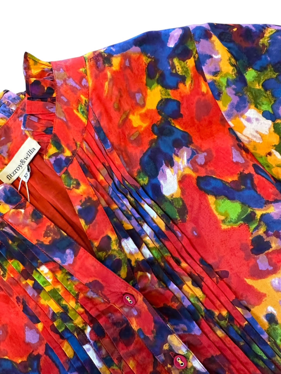 Linda Dress in picante watercolor by Fitzroy & Willa