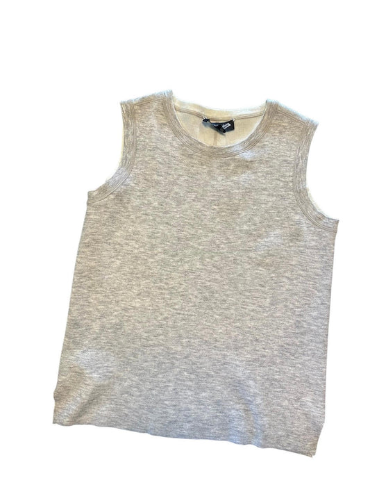 Rowan Reversible Knit Shell Tank in pearl gray/off white melange by Lysse