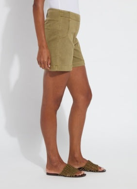 Amira Denim Short in antique wash green by Lysse